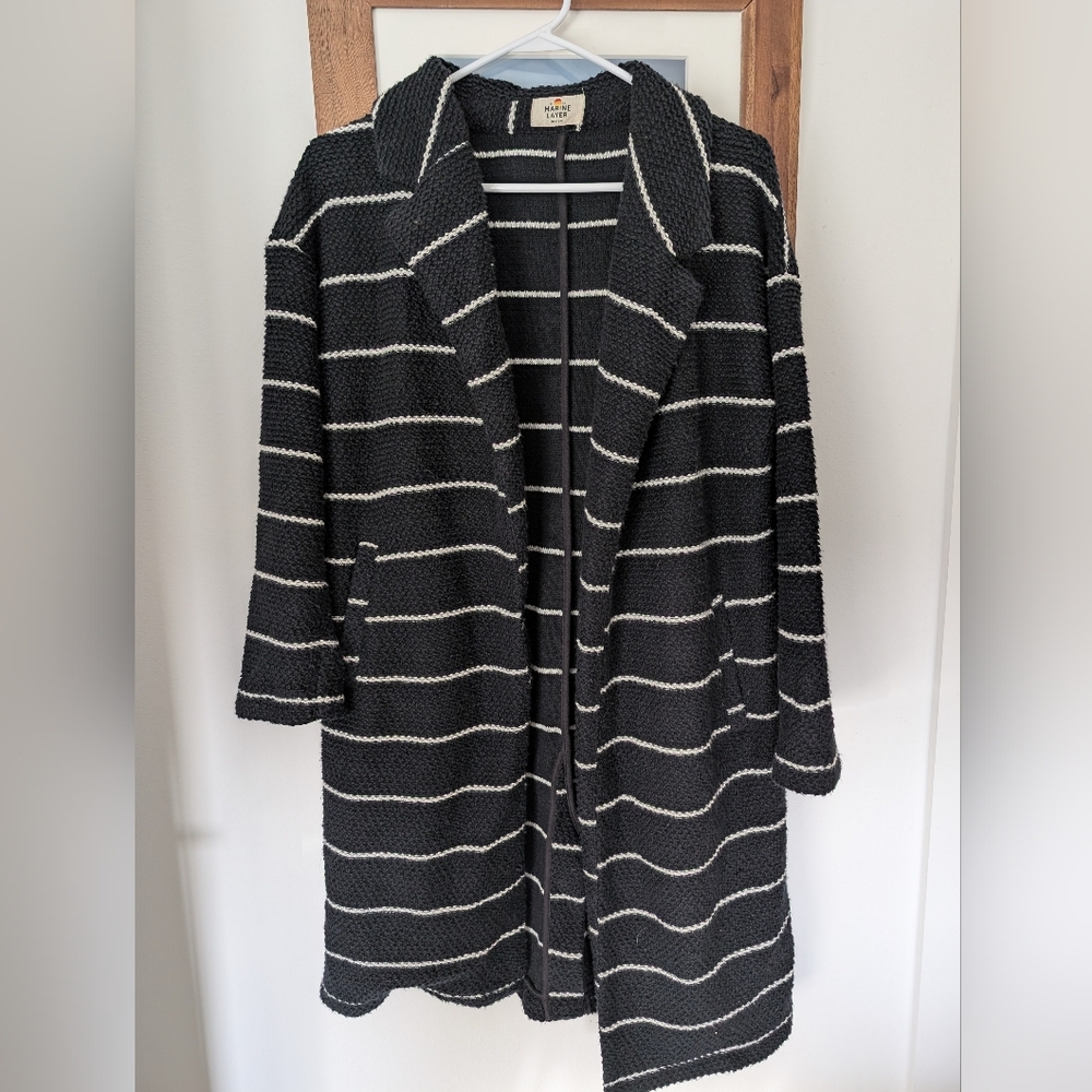 Marine Layer Black and White Striped Sweater